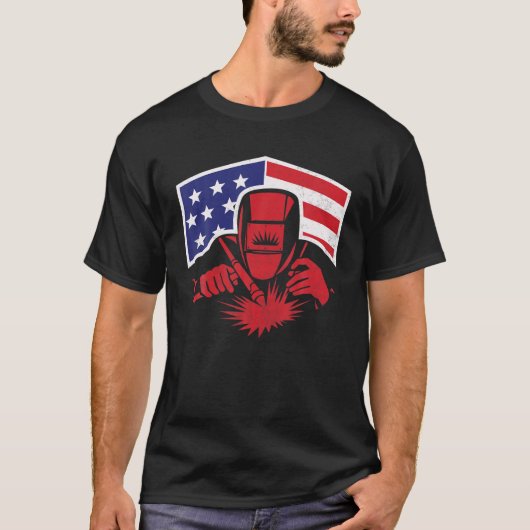 Welder American Flag USA Patriotic Welder T-shirt (Voorkant)