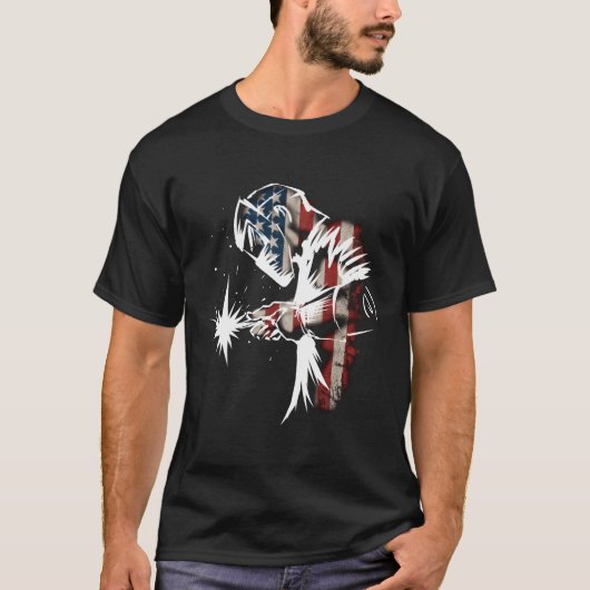 Welder American Flag Usa Patriotic Welder T-shirt (Voorkant)