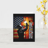 Welder American Flag Welding Faith Cross Christian Kaart (Gele Bloem)