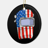 Welder American Flag Welding Helmet Patriotic Keramisch Ornament (Links)