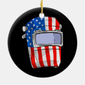Welder American Flag Welding Helmet Patriotic Keramisch Ornament (Achterkant)