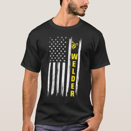  Welder American Flag Welding Welder A T-shirt (Voorkant)