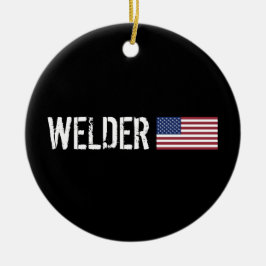 Welder - Amerikaanse vlag Keramisch Ornament