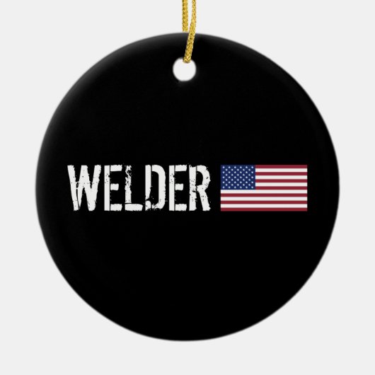 Welder - Amerikaanse vlag Keramisch Ornament (Voorkant)