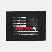 Welder  Amerikaanse vlag Welding Fleece Deken (Voorkant (Horizontaal))