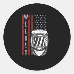 Welder  Amerikaanse vlag Welding Ronde Sticker