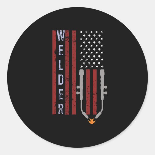 Welder  Amerikaanse vlag Welding Ronde Sticker (Voorkant)