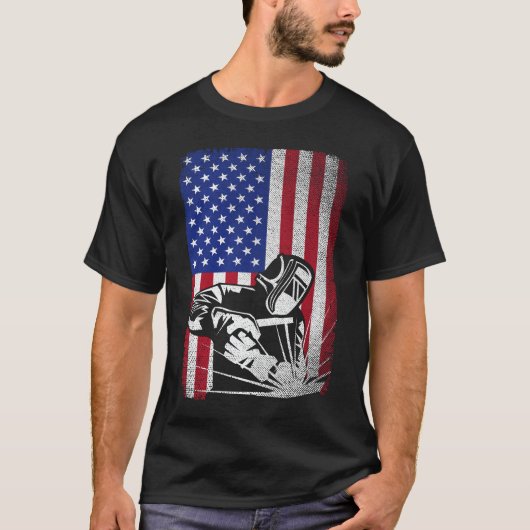 Welder  Amerikaanse vlag Welding T-shirt (Voorkant)