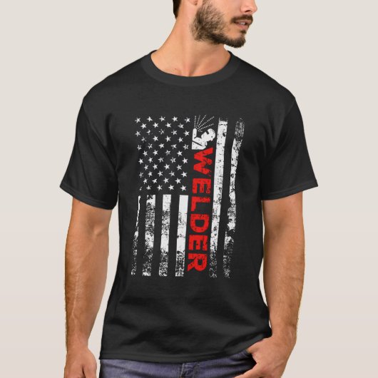 Welder Amerikaanse vlaglassen T-shirt (Voorkant)