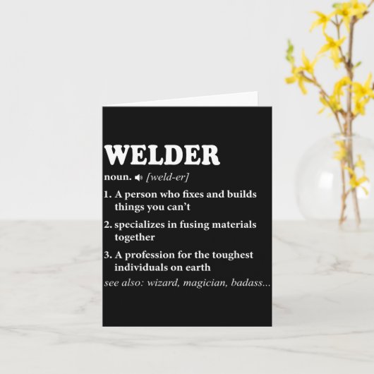 Welder Definition Welding For Men Funny Mens Weldi Kaart (Gele Bloem)