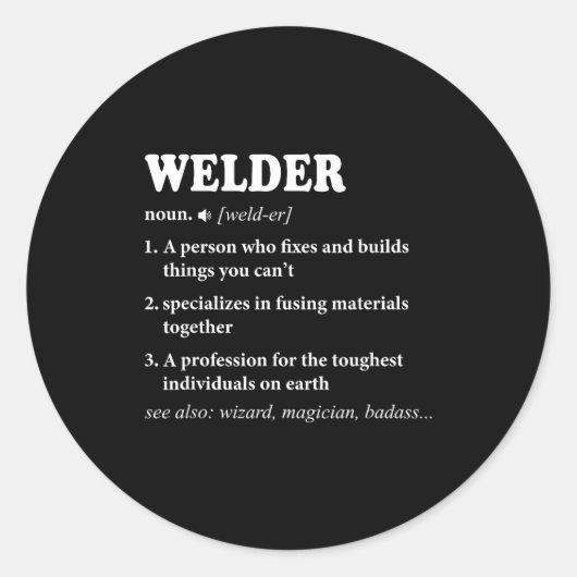 Welder Definition Welding For Men Funny Mens Weldi Ronde Sticker (Voorkant)