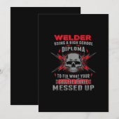 Welder die een middelbaar diploma gebruikt om vast aankondiging (Voorkant / Achterkant)
