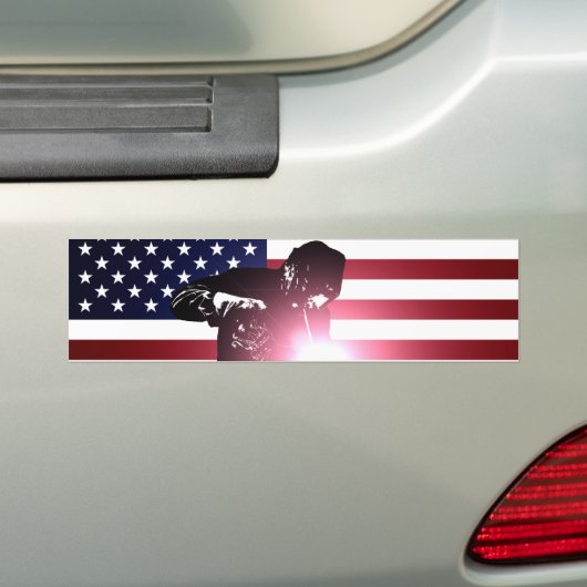 Welder en Amerikaanse vlag Bumpersticker (Op auto)