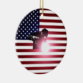 Welder en Amerikaanse vlag Keramisch Ornament (Rechts)