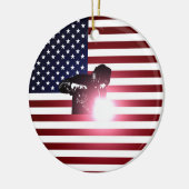 Welder en Amerikaanse vlag Keramisch Ornament (Links)