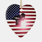 Welder en Amerikaanse vlag Keramisch Ornament (Rechts)