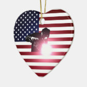 Welder en Amerikaanse vlag Keramisch Ornament (Links)