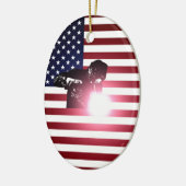 Welder en Amerikaanse vlag Keramisch Ornament (Links)