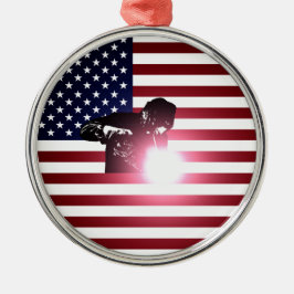 Welder en Amerikaanse vlag Metalen Ornament