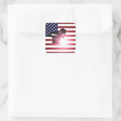 Welder en Amerikaanse vlag Vierkante Sticker (Tas)