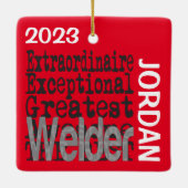 Welder Extraordinaire CUSTOM Keramisch Ornament (Achterkant)