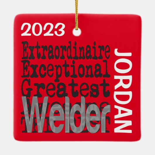 Welder Extraordinaire CUSTOM Keramisch Ornament (Achterkant)