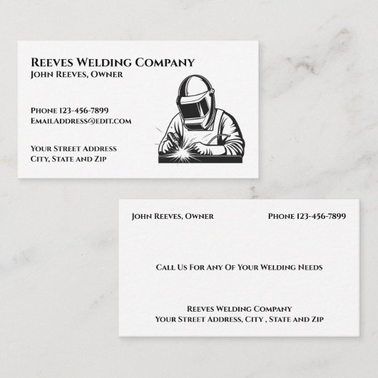 Welder Fabricator Contractor Service Business Card Visitekaartje (Voorkant / Achterkant)