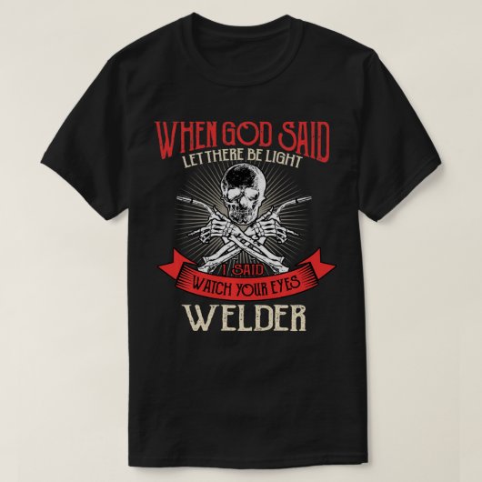 Welder geeft grappig Afbeelding op de achterkant v T-shirt (Design voorkant)