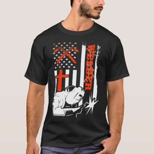 Welder geeft grappig Afbeelding op het lassen acht T-shirt (Voorkant)