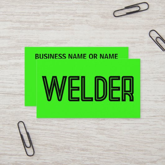 Welder Heldergroen Visitekaartje (Voorkant / Achterkant in situ)