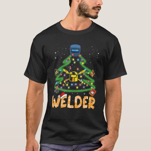 Welder kerstboomfeestdag Pajamas Family Match T-shirt (Voorkant)