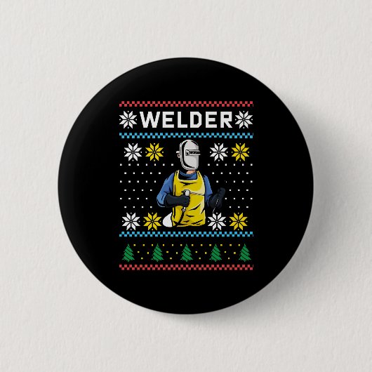 Welder Knit Ugly KerstSweater Gift Ronde Button 5,7 Cm (Voorkant)