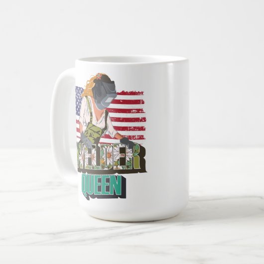 Welder koningin cadeau voor welzijnsmeisje koffiemok (Voorkant links)