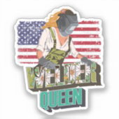 Welder koningin cadeau voor welzijnsmeisje sticker (Voorkant)