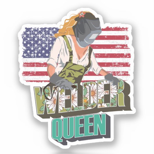 Welder koningin cadeau voor welzijnsmeisje sticker (Voorkant)