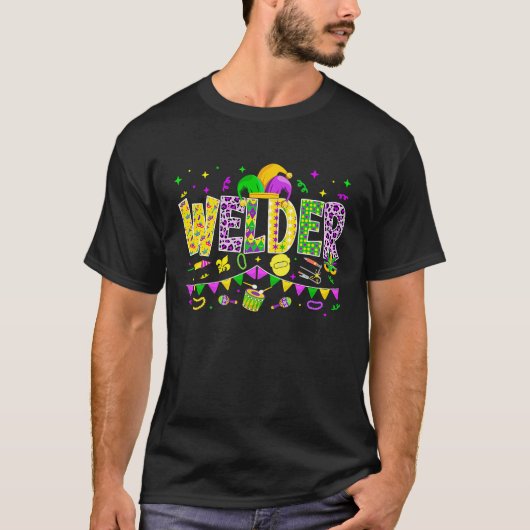 Welder Mardi Gras Carnival Party Women Mannen T-shirt (Voorkant)