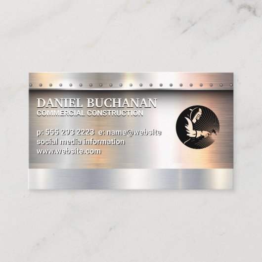 Welder | Metaal geborsteld met achtergrond van riv Visitekaartje (Voorkant)