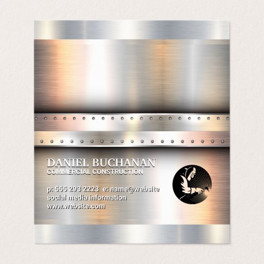 Welder | Metaal geborsteld met achtergrond van riv Visitekaartje (Buitenkant ongevouwen)