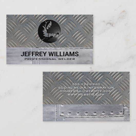 Welder | Metalen rivetten | Metaal staal Visitekaartje (Voorkant / Achterkant)