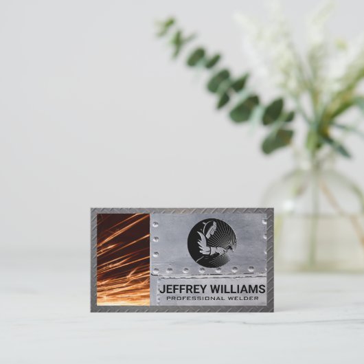 Welder | Metalen rivetten | Reservaten | Metaalgre Visitekaartje (Staand voorkant)
