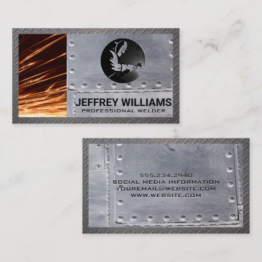 Welder | Metalen rivetten | Reservaten | Metaalgre Visitekaartje (Voorkant / Achterkant)