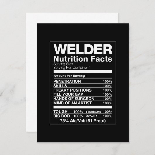 Welder Nutrition Facts Bedankkaart (Voorkant / Achterkant)