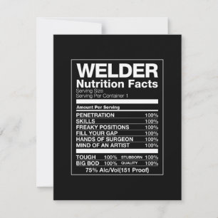 Welder Nutrition Facts Bedankkaart