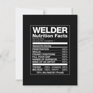 Welder Nutrition Facts Bedankkaart