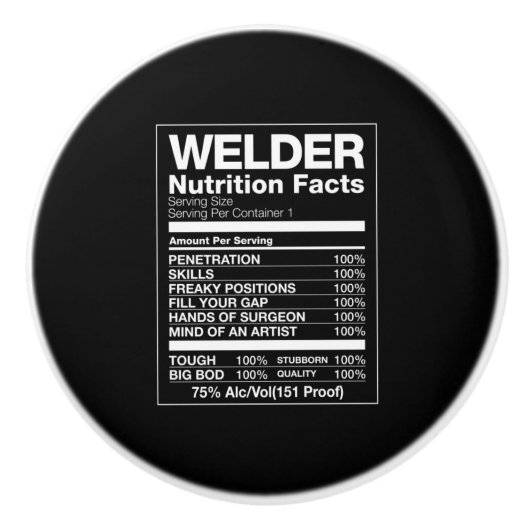Welder Nutrition Facts Keramische Knop (Voorkant)