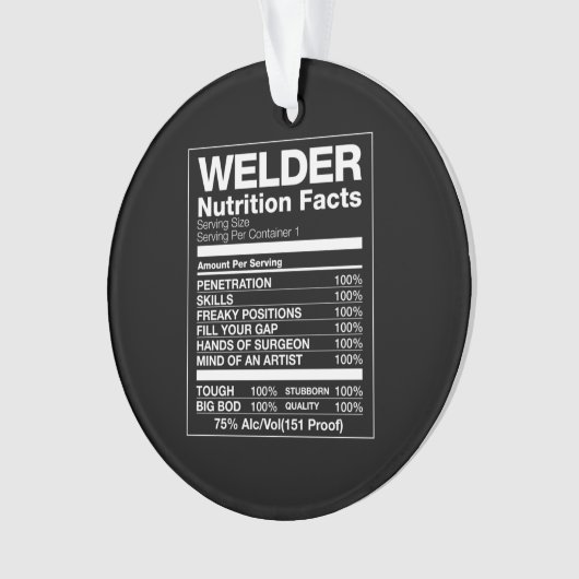 Welder Nutrition Facts Ornament (voorkant)