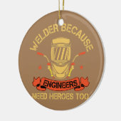 Welder omdat de ingenieurs teveel haken nodig hebb keramisch ornament (Links)