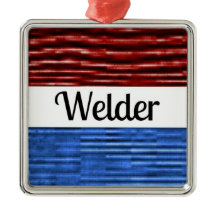 Welder Patriotic Christmas Ornament