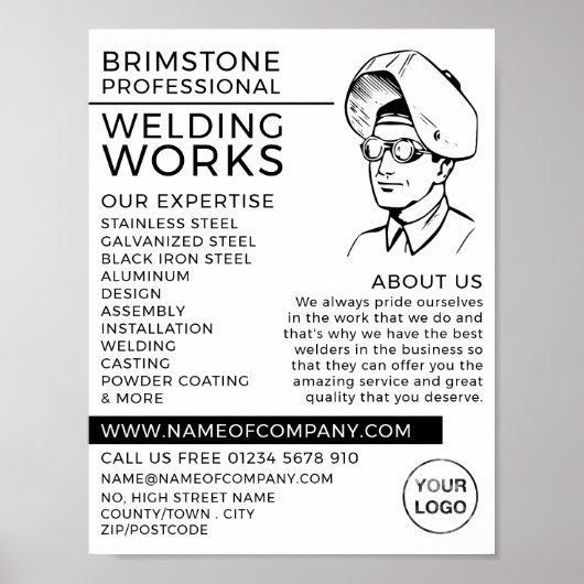 Welder Portrait Sketch, Metal Worker, Welder Poster (Voorkant)