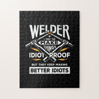 Welder probeert dingen te maken legpuzzel